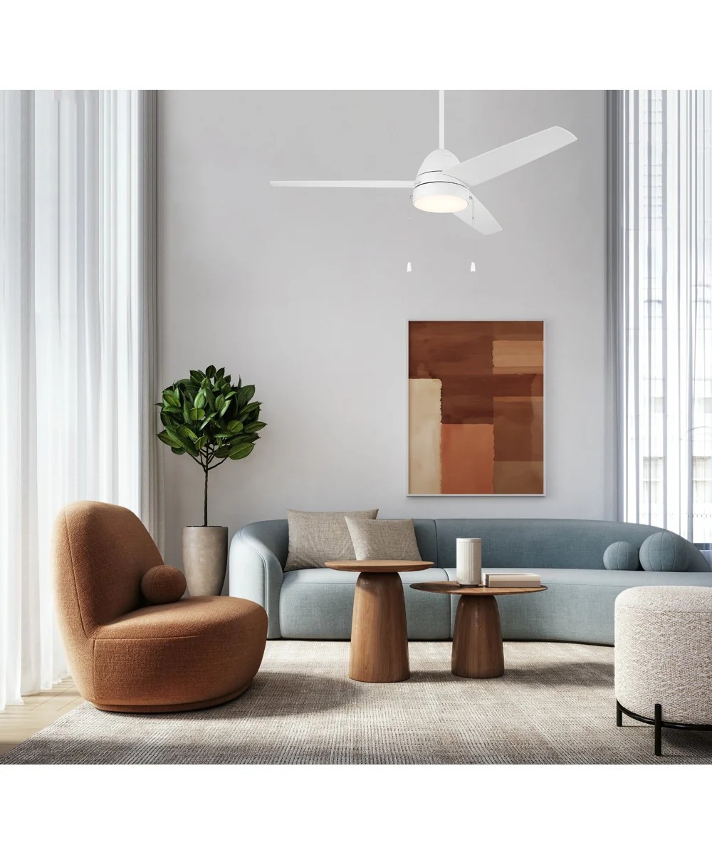 Cozy 52" 3-Blade Ceiling Fan 1-Light Fan White - Image 2
