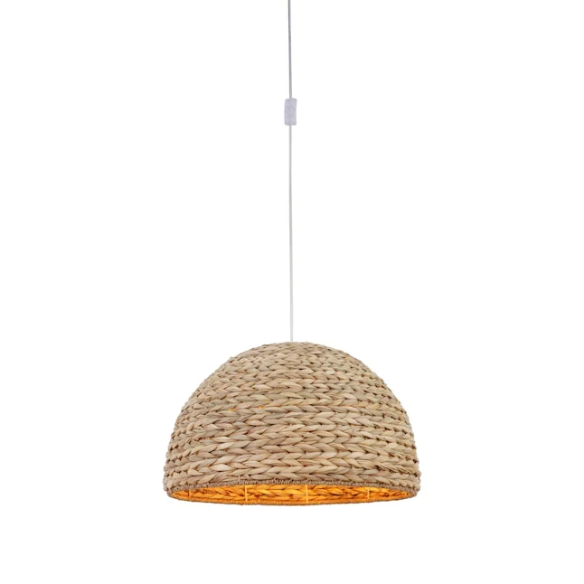 1-Light Plug In Swag Pendant Natural Woven Wicker, 22"w - Image 3
