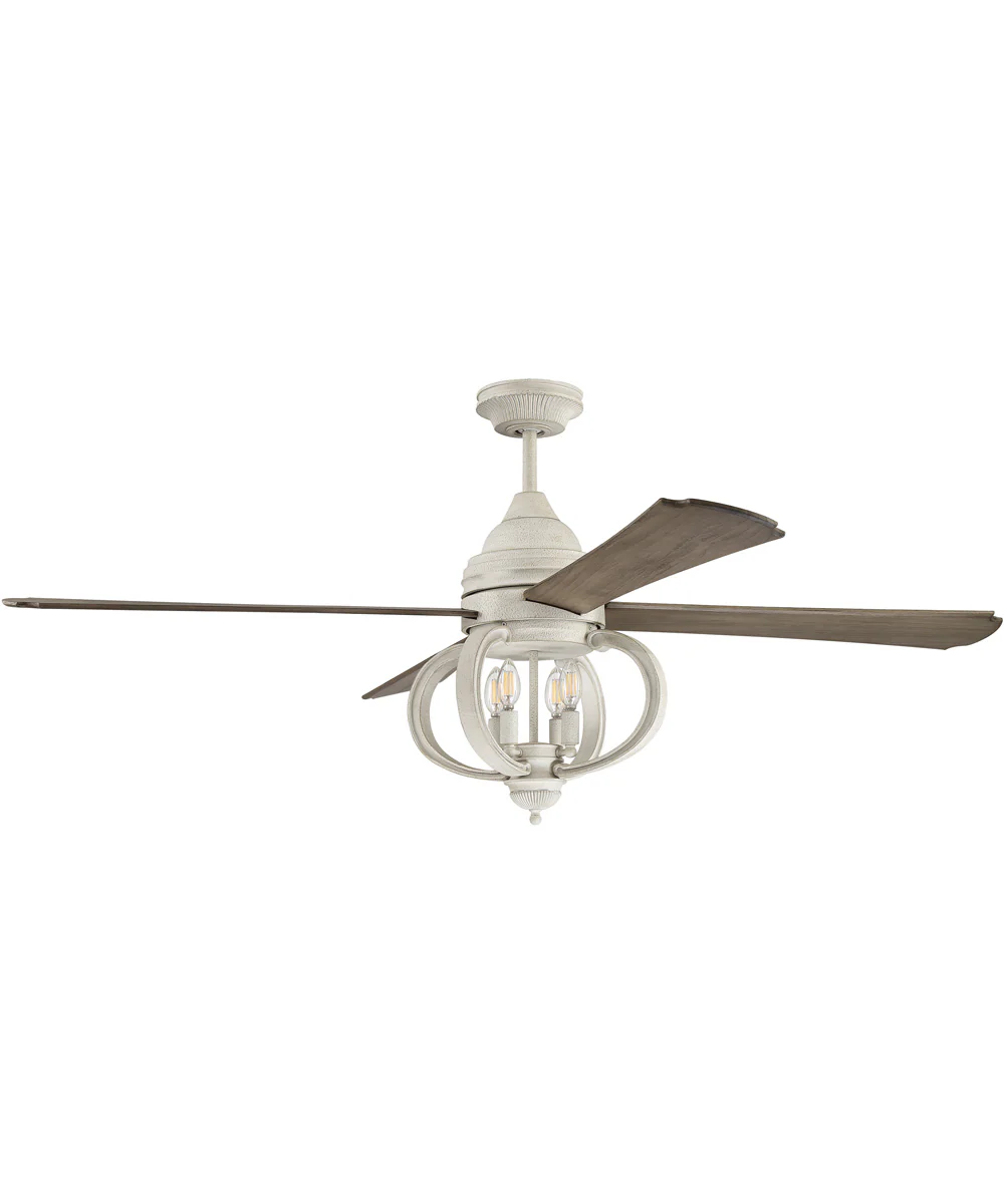 60" Augusta 4-Light LED Indoor/Outdoor Ceiling Fan (Blades Included) Cottage White