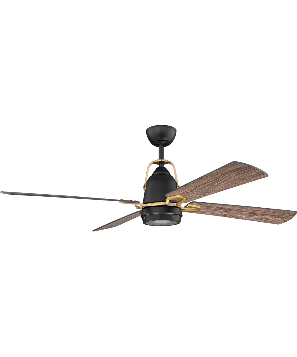 52" Beckett 1-Light LED Ceiling Fan (Blades Included) Flat Black / Satin Brass