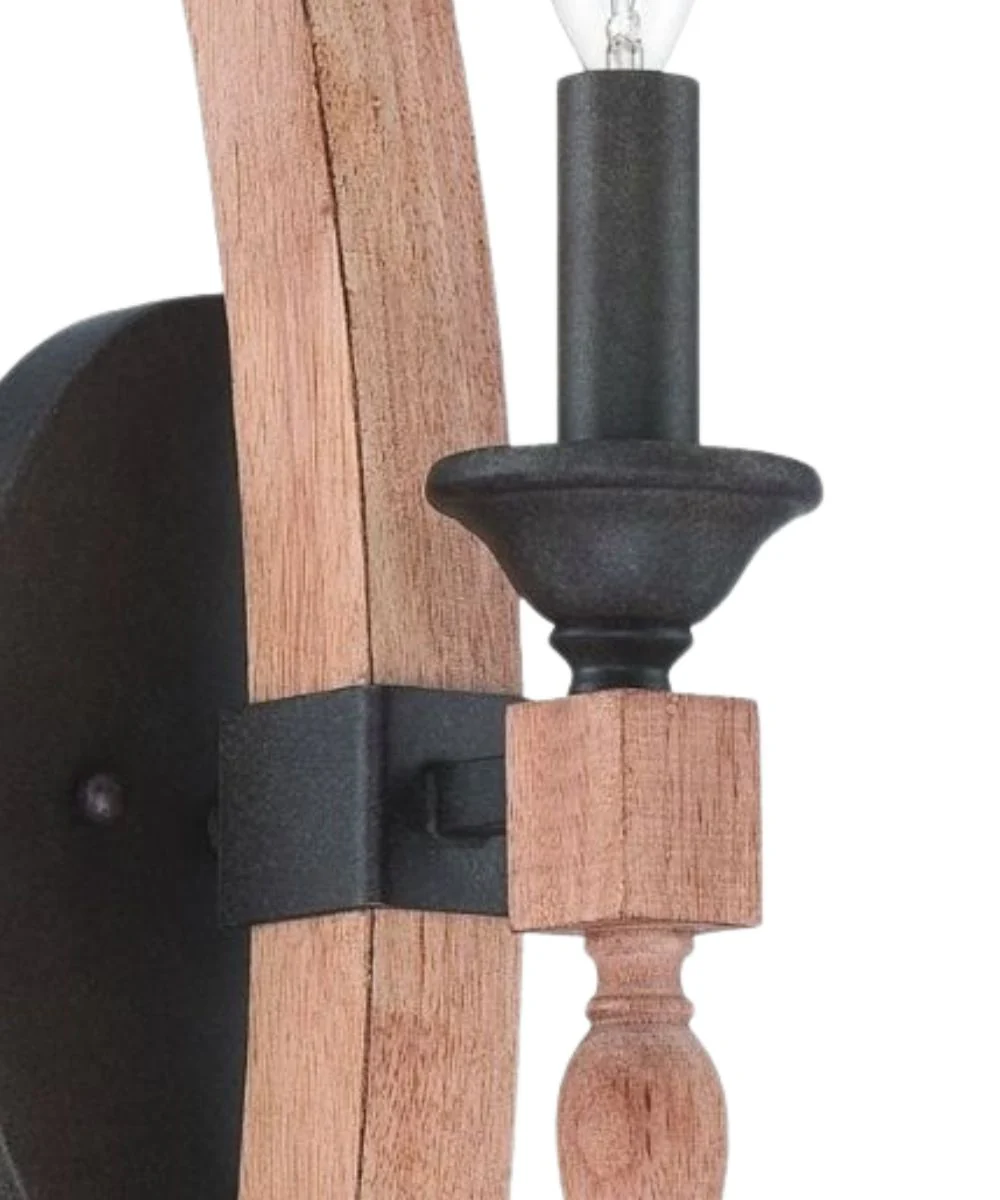 Glenwood 5"W 1-Light Aged Bronze and Distressed Oak Finish Wall Sconce Light Fixture - Image 5