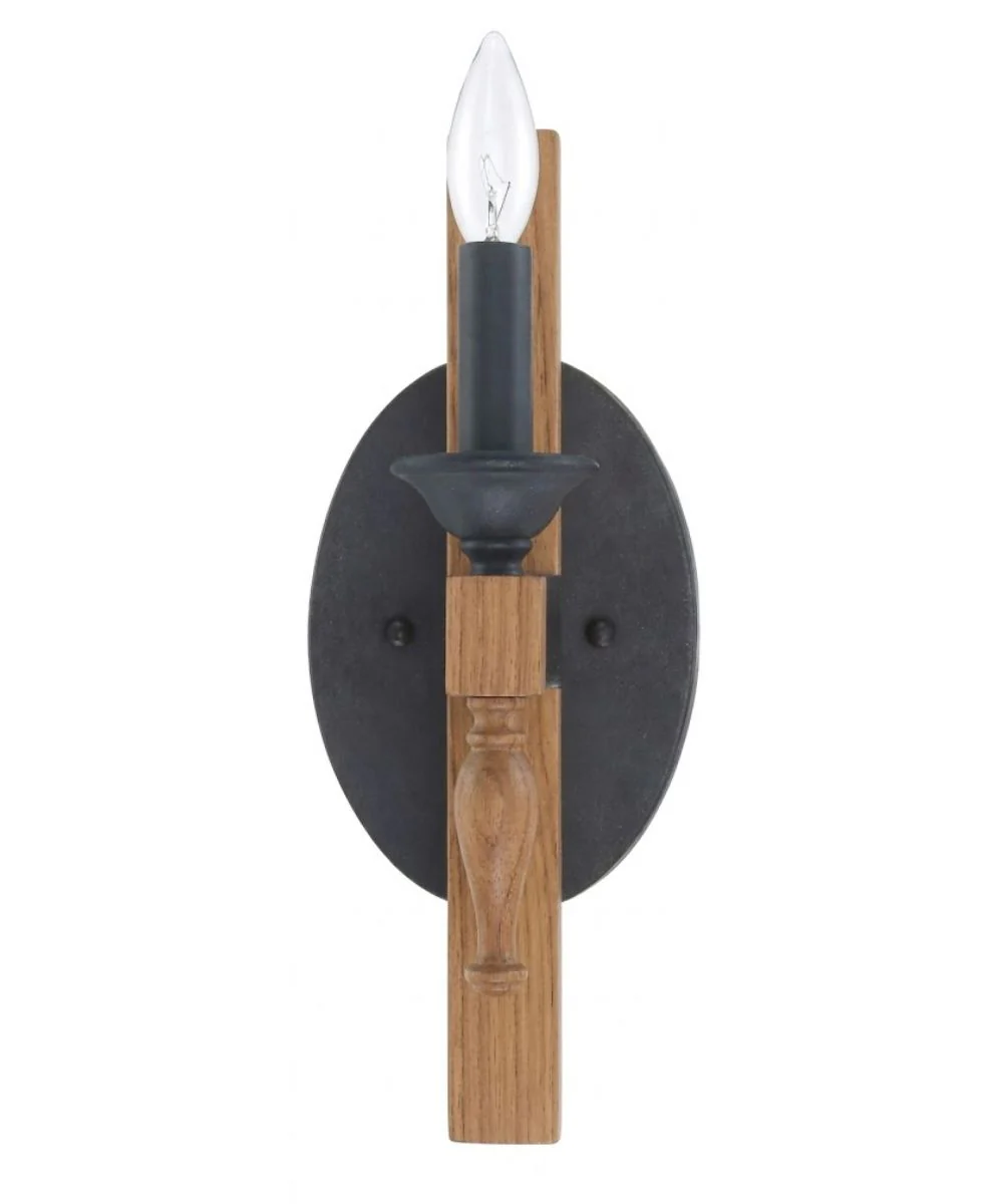 Glenwood 5"W 1-Light Aged Bronze and Distressed Oak Finish Wall Sconce Light Fixture - Image 6