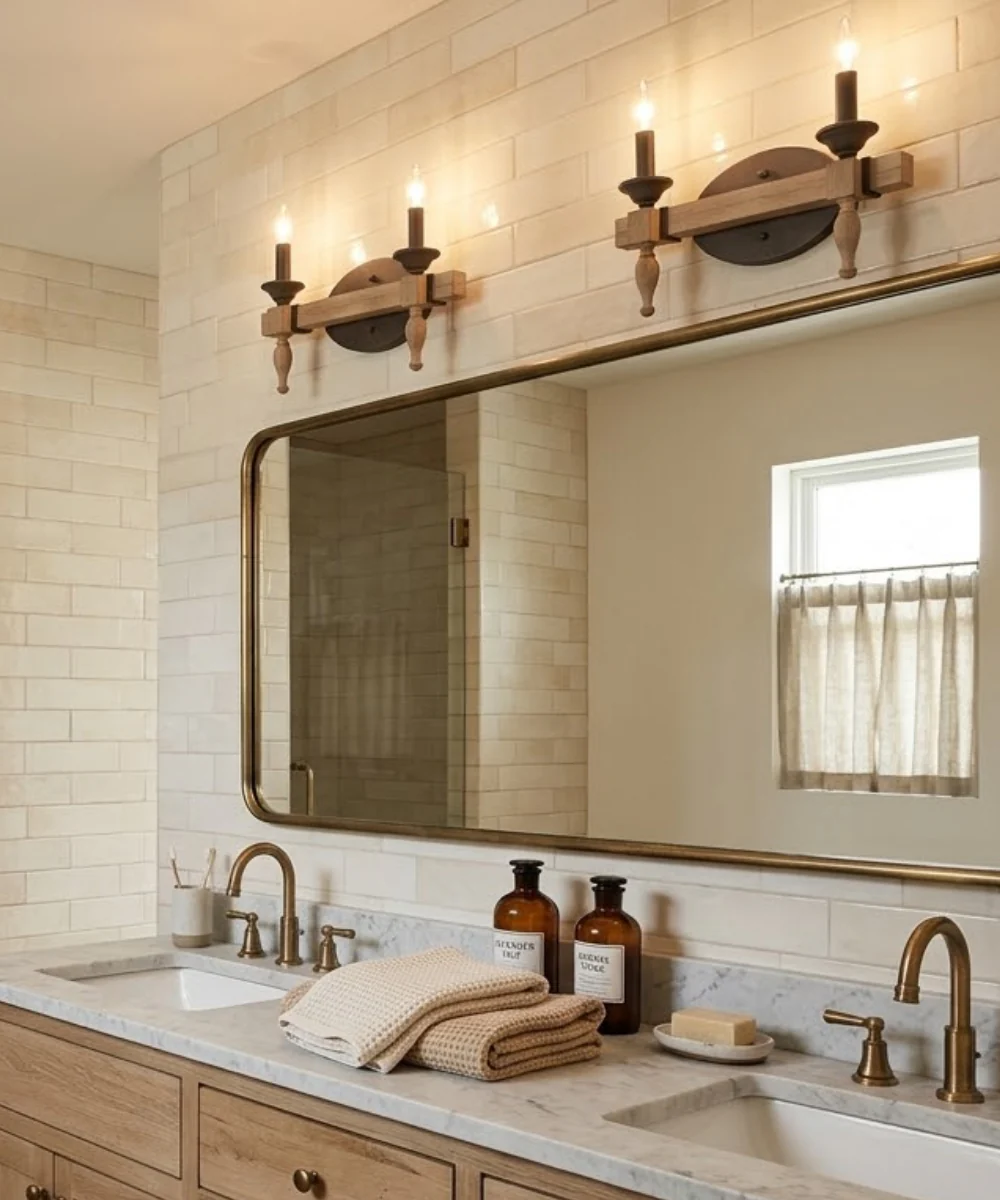 Glenwood 14"W 2-Light Aged Bronze and Distressed Oak Finish Bathroom Vanity Light Fixture - Image 3