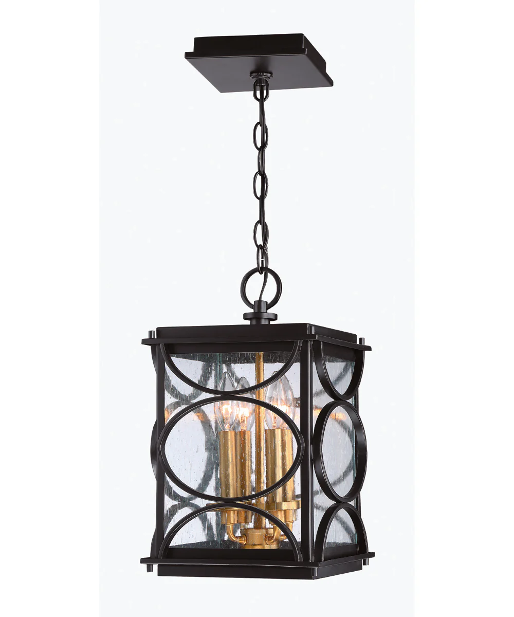 Hamilton 4-Light Outdoor Pendant Midnight/Patina Aged Brass