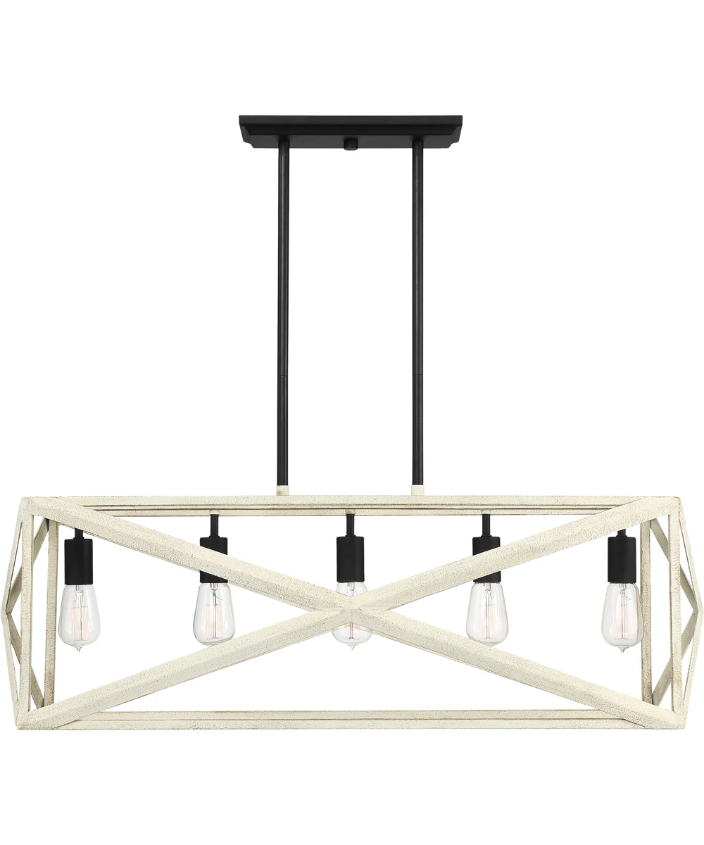 Hansel 5-Light Island Pendant Cottage White/Espresso