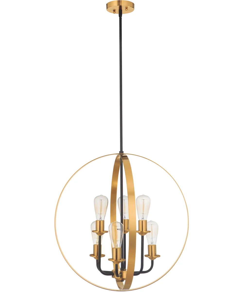 Randolph 6-Light Foyer Light Flat Black/Satin Brass