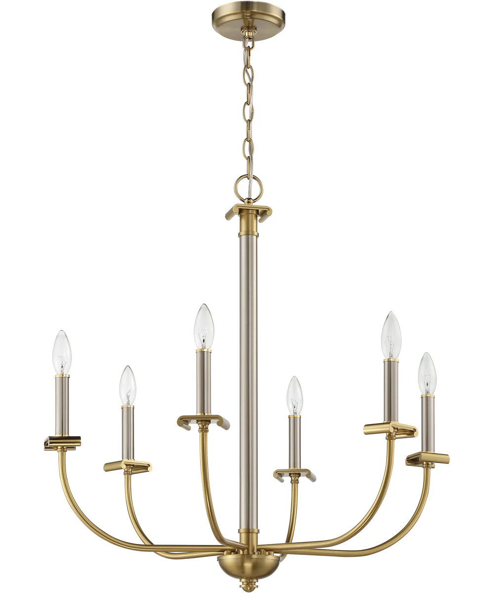 Stanza 6-Light Chandelier Brushed Polished Nickel / Satin Brass