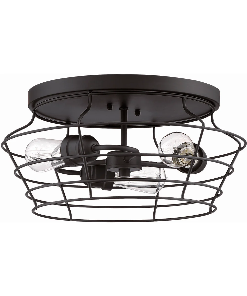 Thatcher 3-Light Flushmount Flat Black