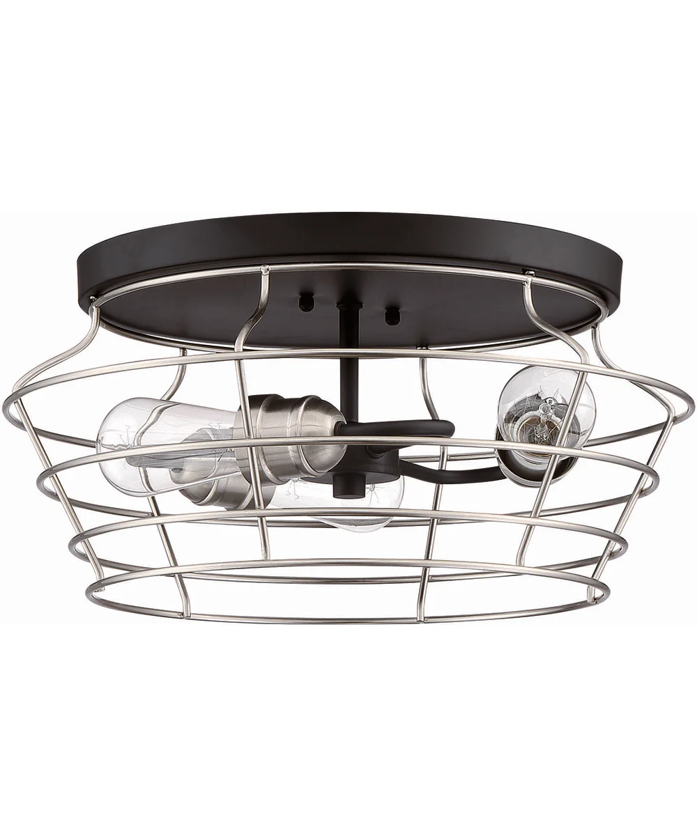 Thatcher 3-Light Flushmount Flat Black / Brushed Polished Nickel