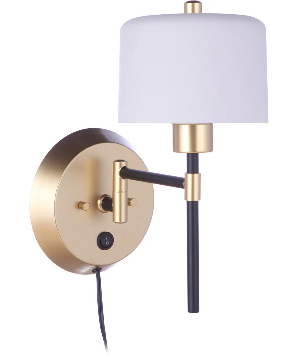 Wentworth 1-Light Plug-in Wall Sconce Flat Black/Sunset Gold