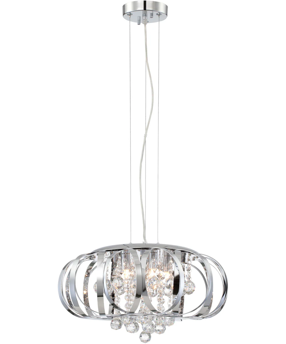 Creola 5-Light Pendant Chrome Metal Frame/Crystal Deco.