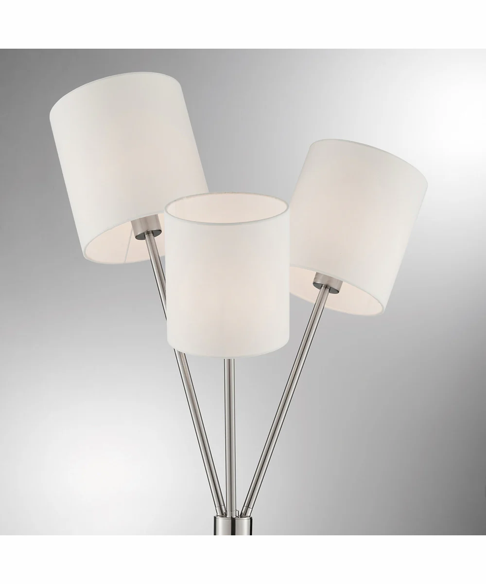 Crisanta 3-Light 3-Light Floor Lamp Brushed Nickel/White Linen - Image 2
