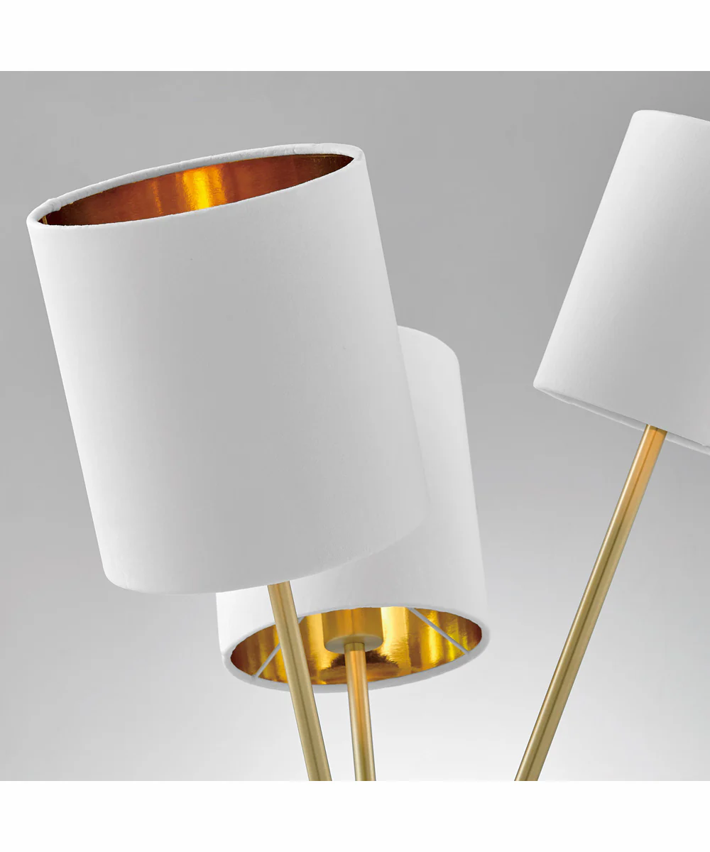 Crisanta 3-Light 3-Light Floor Lamp Gold/White Velvet Shade - Image 2