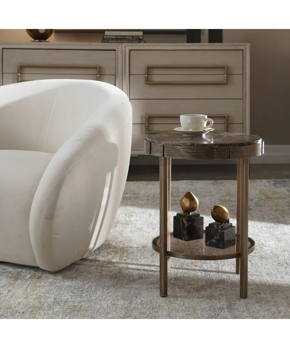 Cusano Round Dark Marble Accent Table - Image 3