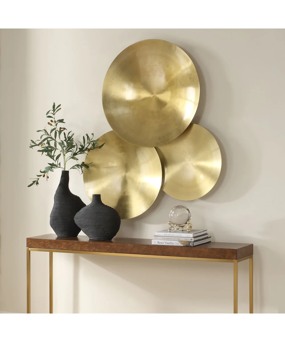 Cymbalic Round Brass Wall Art Set of 3 - Image 3