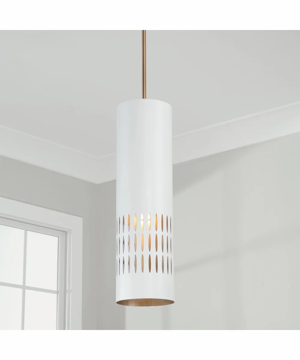 Dash 1-Light Pendant Aged Brass and White - Image 2