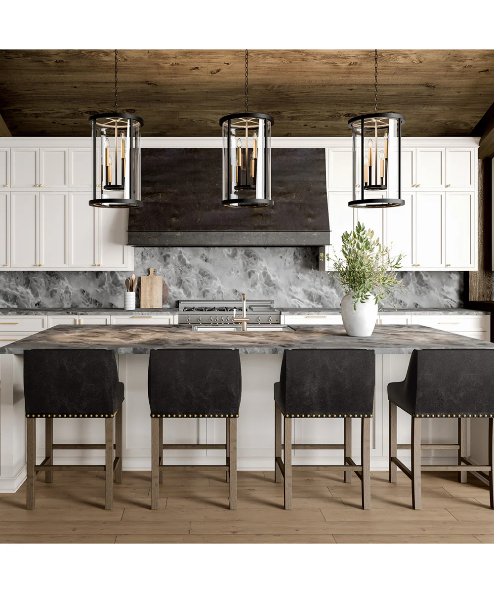 Davis 4-Light Pendant Espresso and Brass - Image 2