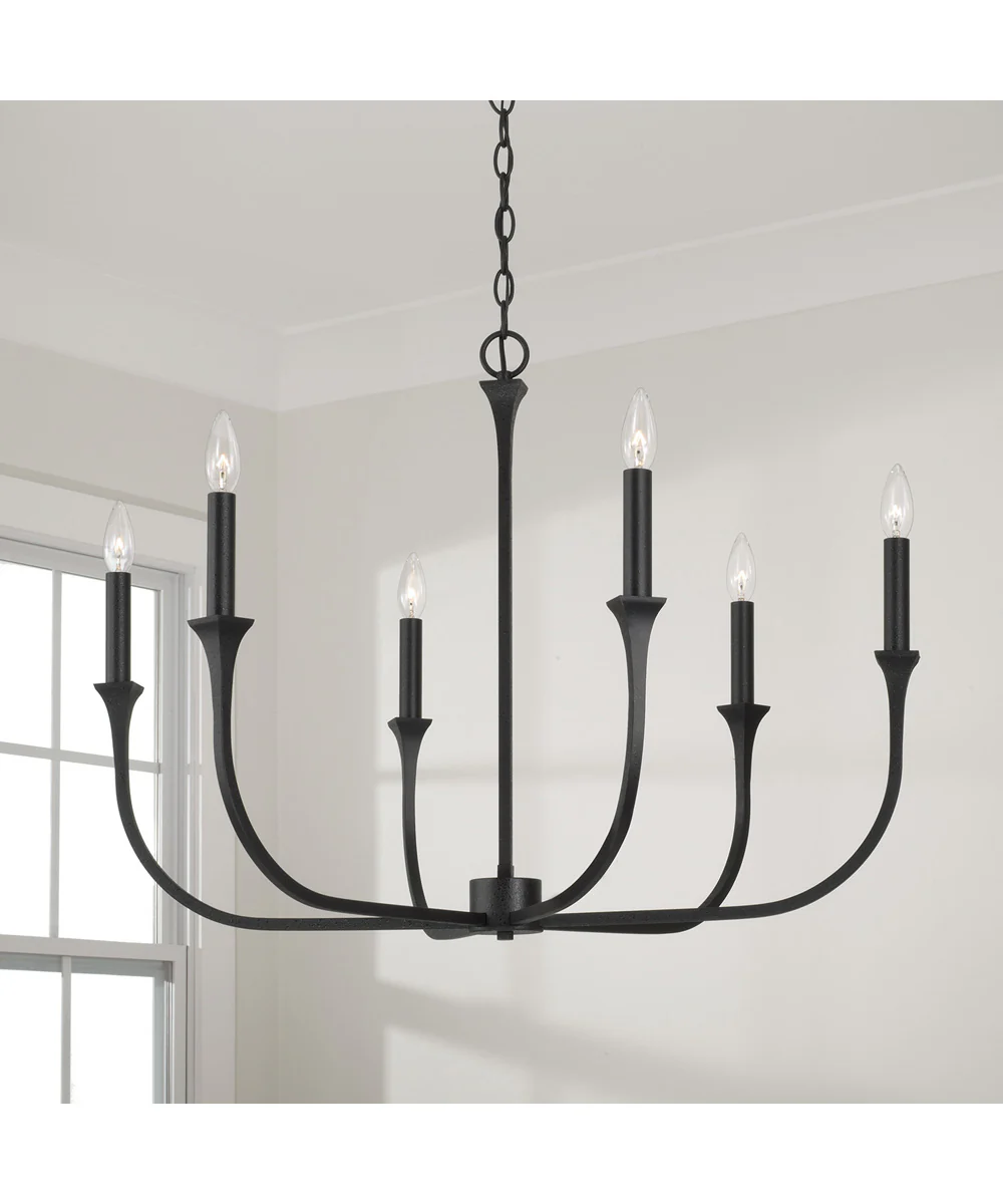 Decklan 6-Light Chandelier Black Iron - Image 5