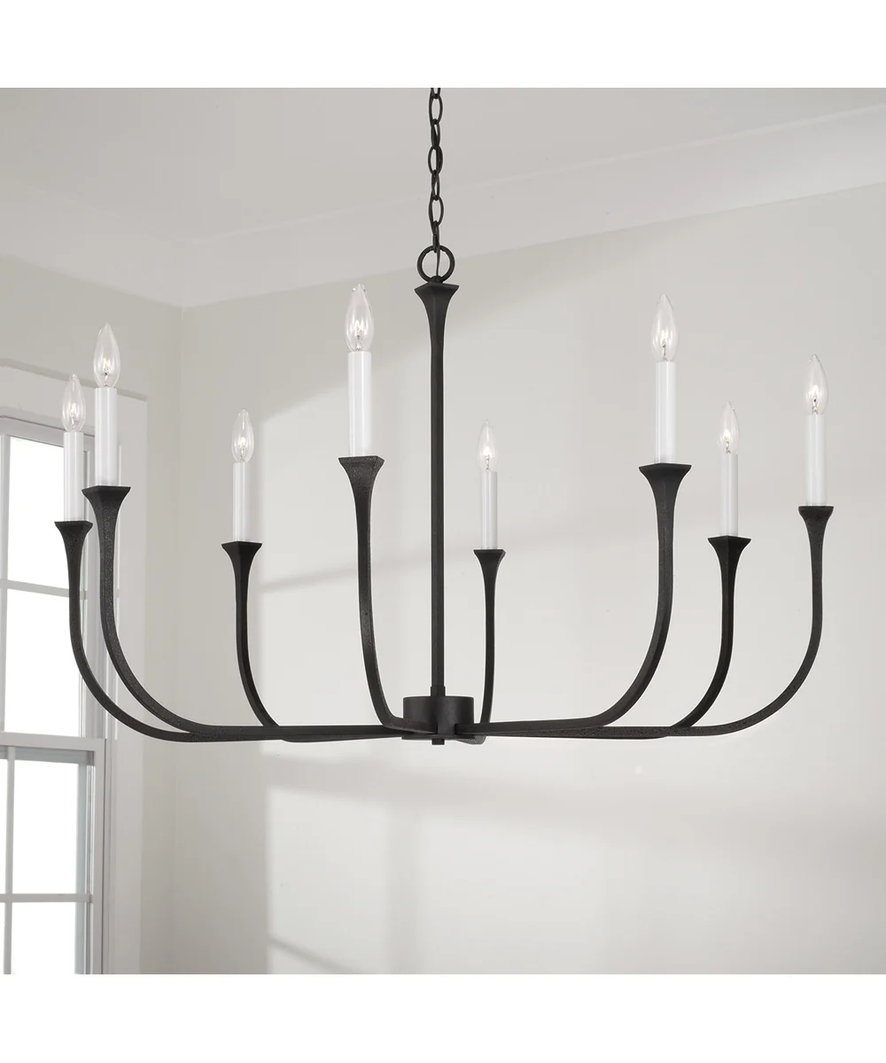Decklan 8-Light Chandelier Black Iron - Image 4