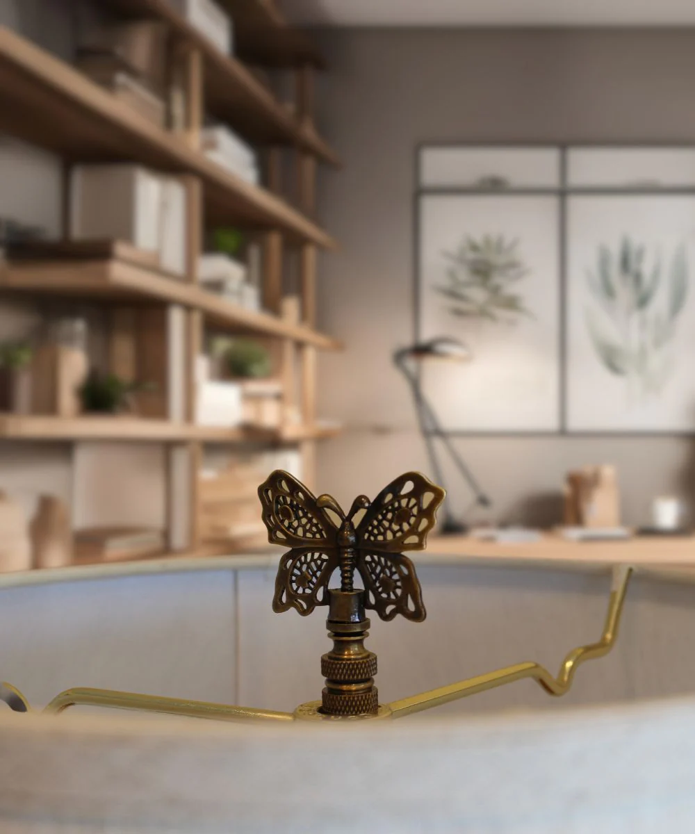 Decorative Butterfly Lamp Finial Antique Brass, 2.3"h - Image 2