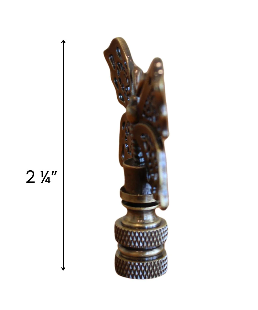 Decorative Butterfly Lamp Finial Antique Brass, 2.3"h - Image 4