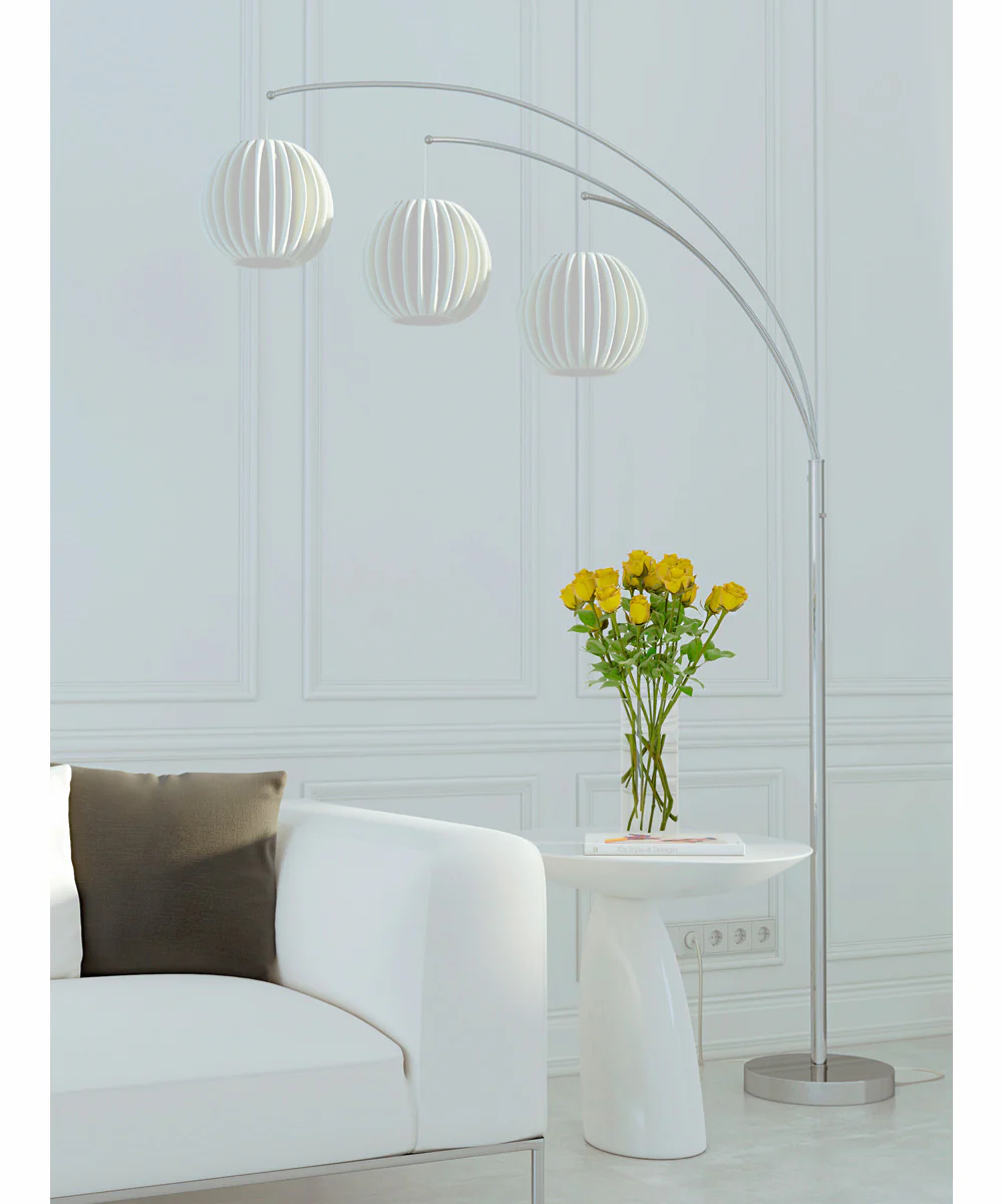 Deion 3-Light 3-Light Arch Lamp Ps With White Shade - Image 3