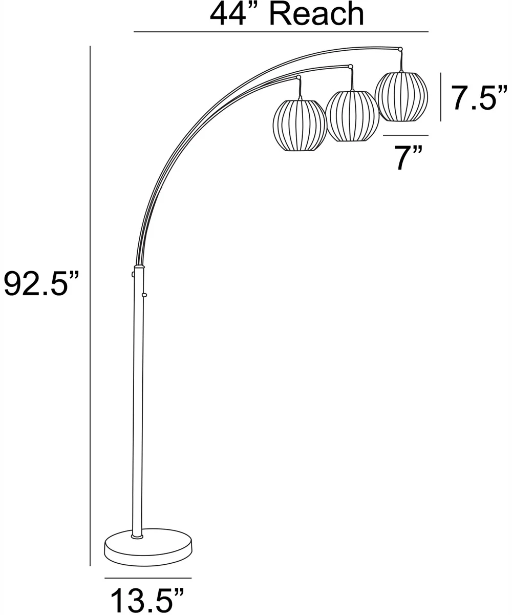 Deion 3-Light 3-Light Arch Lamp Ps With White Shade - Image 5