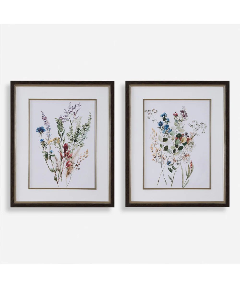 Delicate Flowers Framed Prints Set of 2