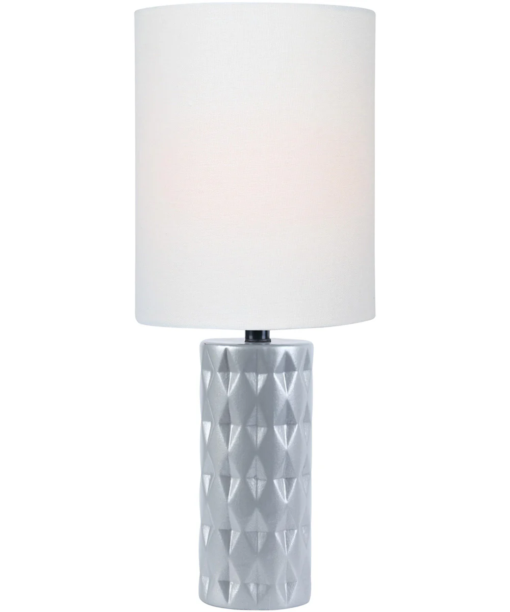 Delta 1-Light Mini Table Lamp Silver Ceramichrome/ White Linen Shade