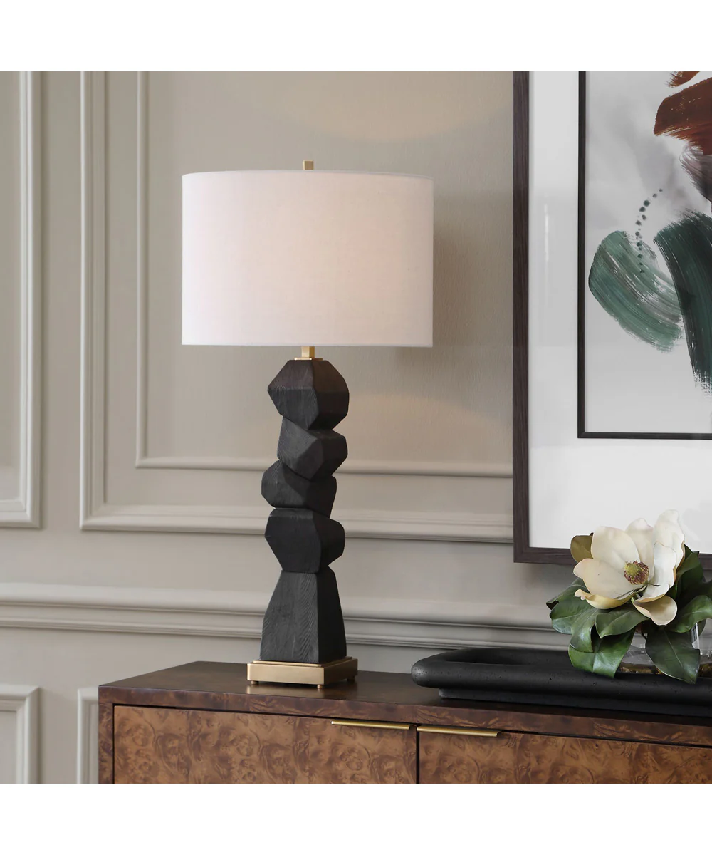 Demelo Stacked Wood Table Lamp - Image 2