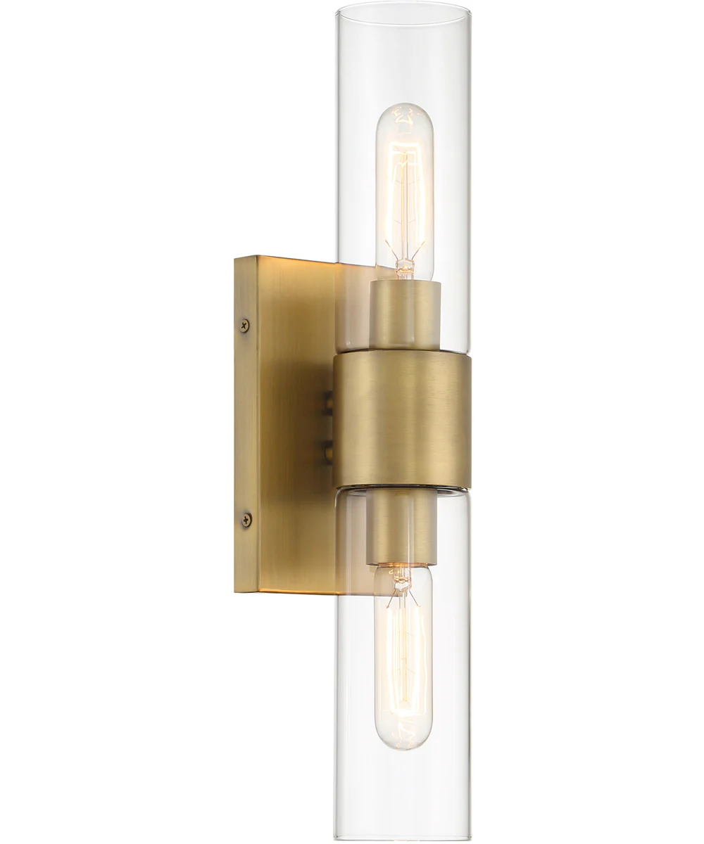 Anton 2 Light Wall Sconce Old Satin Brass