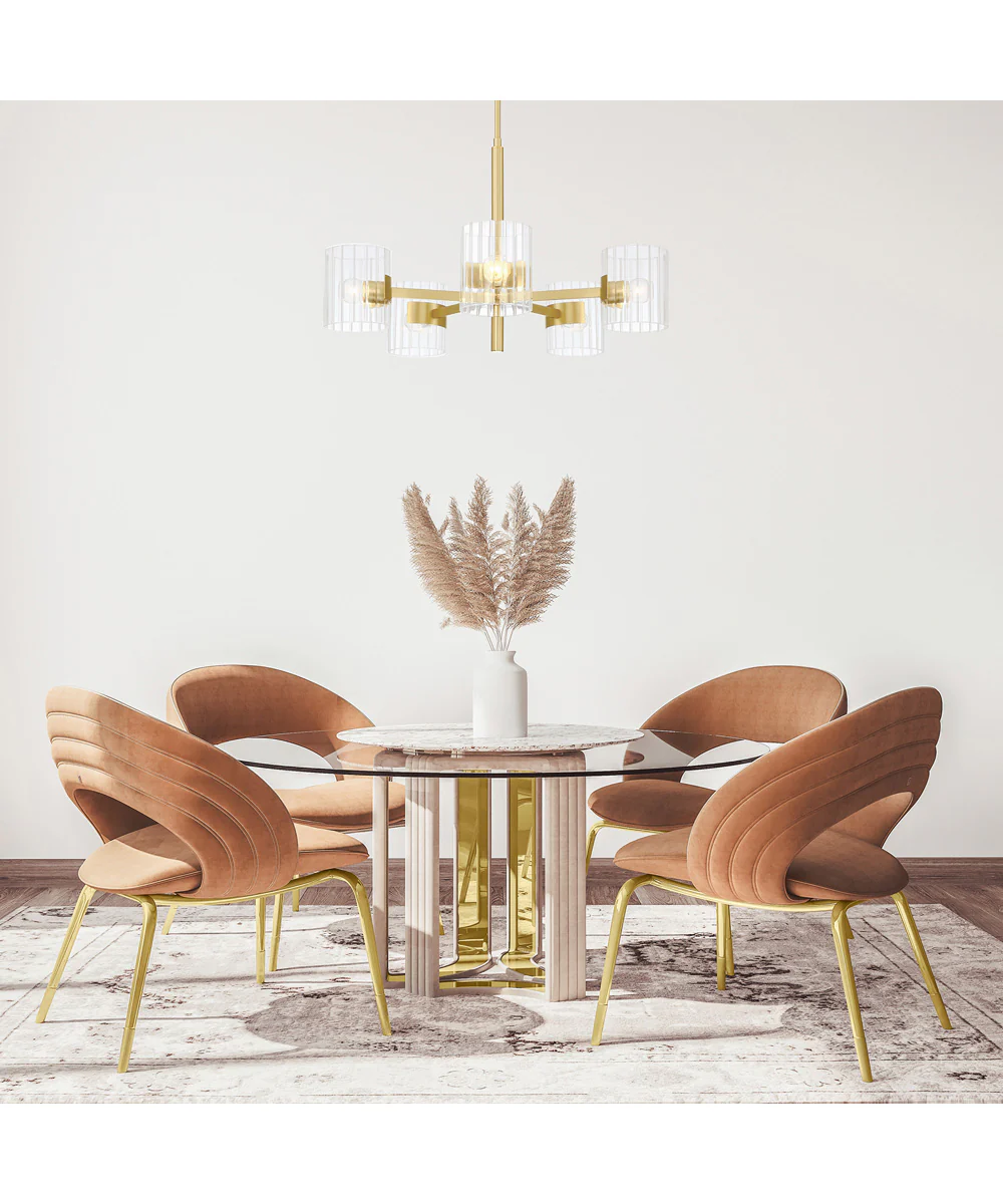 Aries 5 Light Chandelier Brushed Gold - Image 2