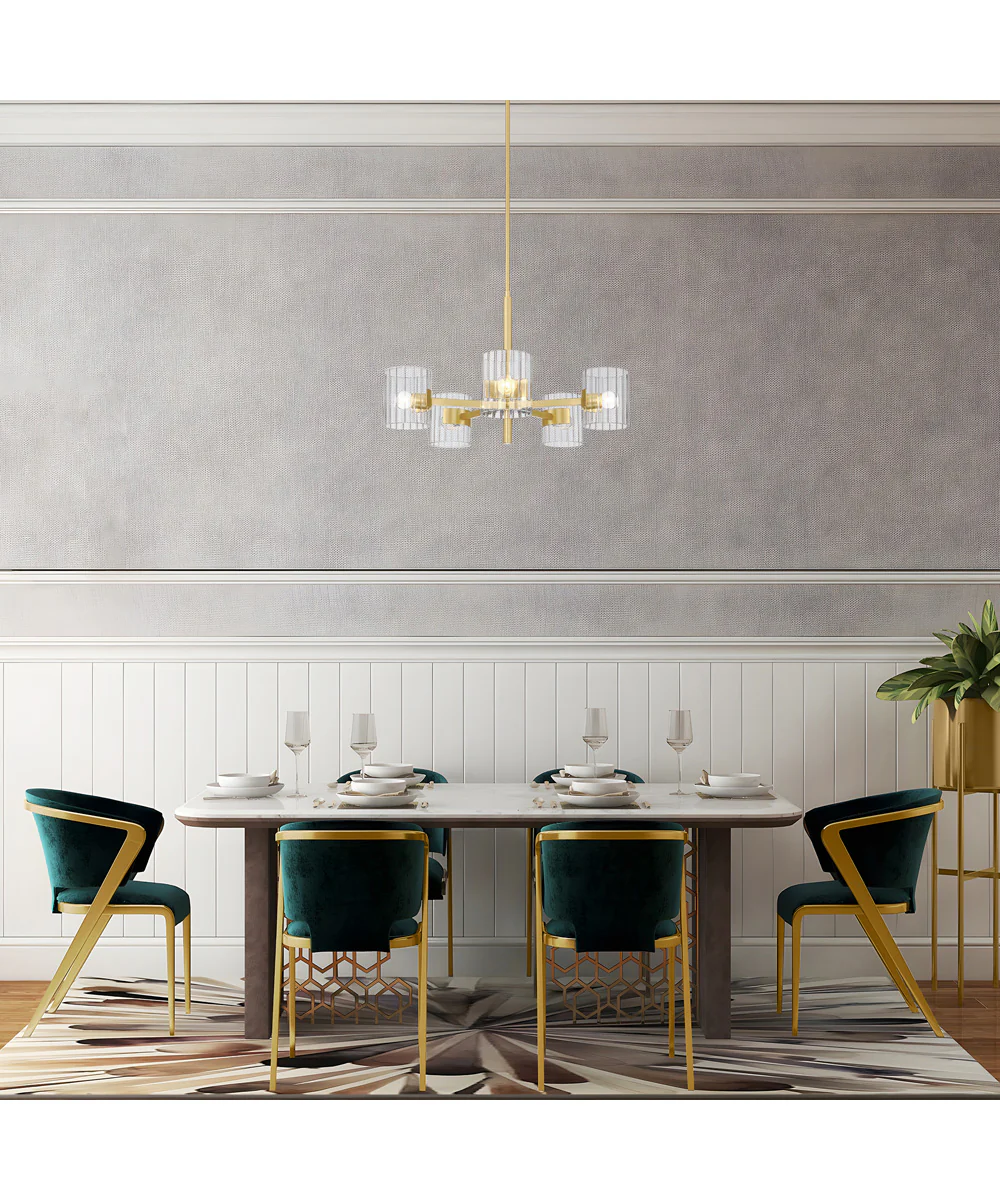 Aries 5 Light Chandelier Brushed Gold - Image 3
