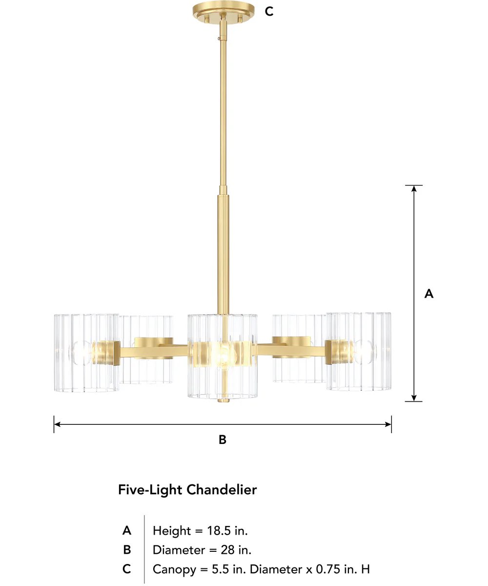 Aries 5 Light Chandelier Brushed Gold - Image 5