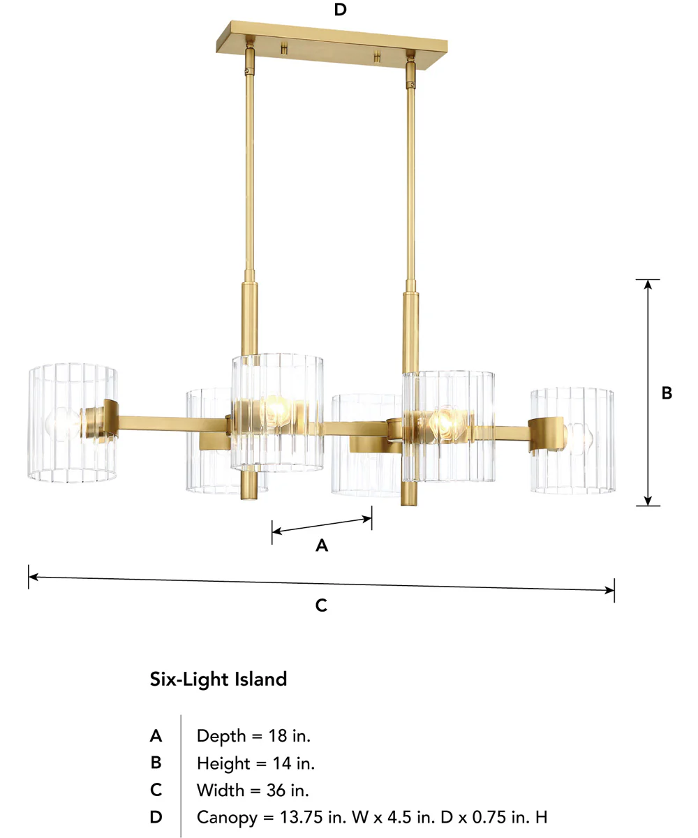 Aries 6 Light Island Brushed Gold - Image 5