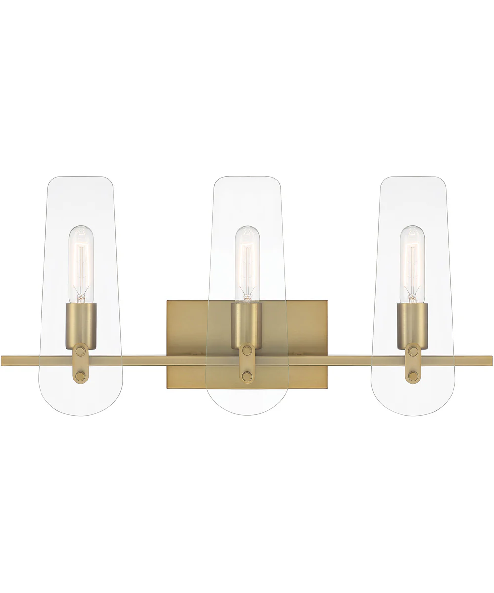 Bergen Beach 3 Light Vanity Brushed Gold