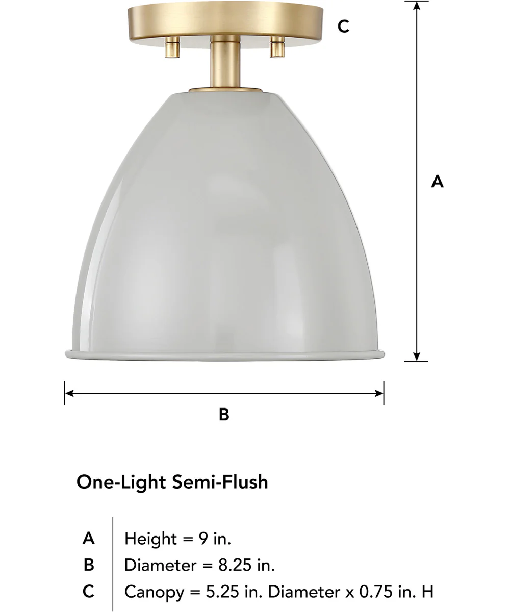 Biba 1 Light Semi Flush Brushed Gold - Image 5