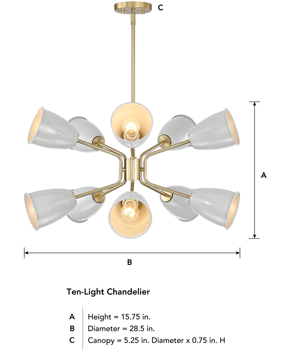 Biba 10 Light Chandelier  Brushed Gold - Image 5