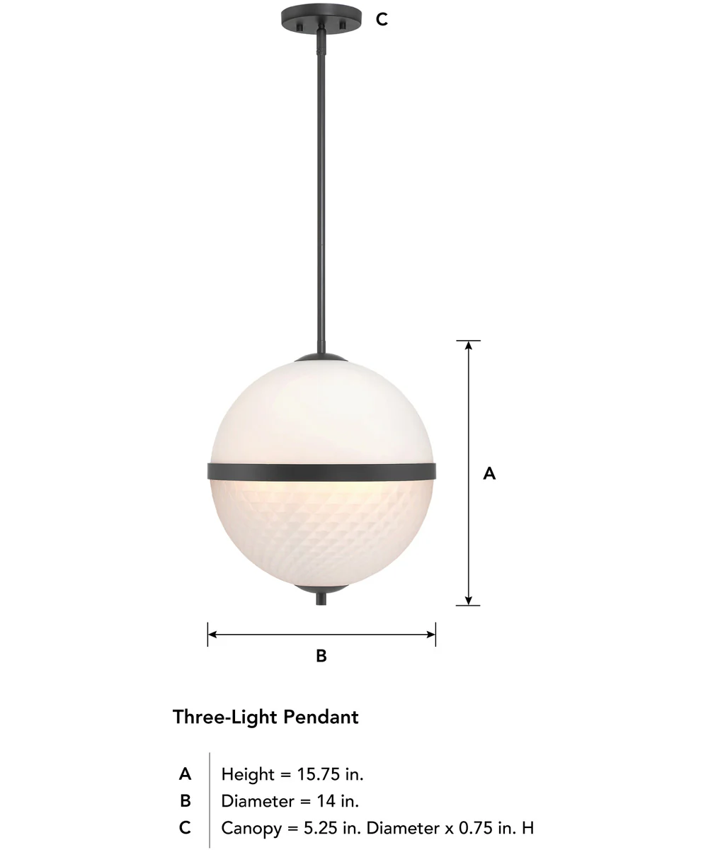 Dia 3 Light Pendant Matte Black - Image 5