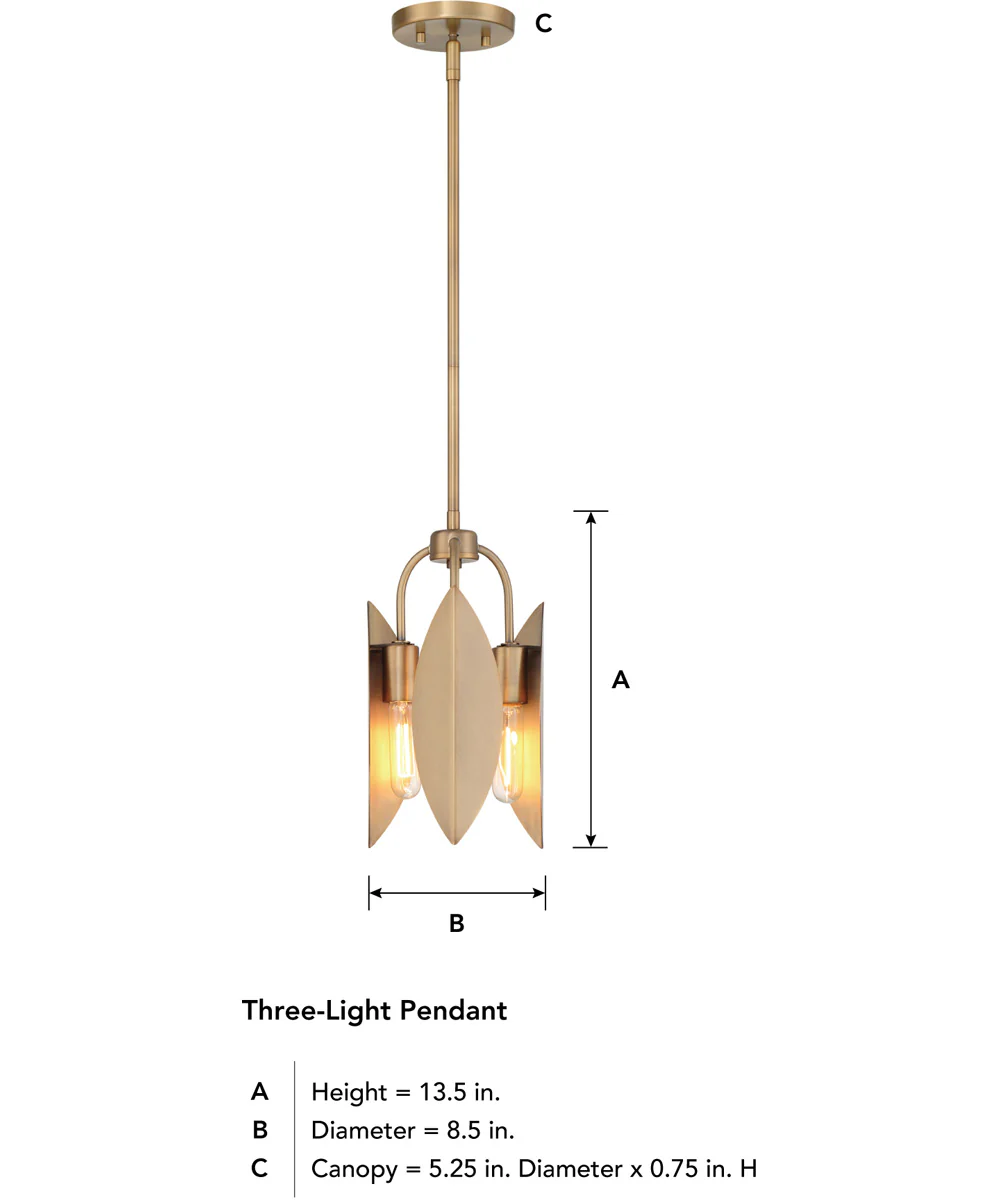 Eden 3 Light Pendant Old Satin Brass - Image 5