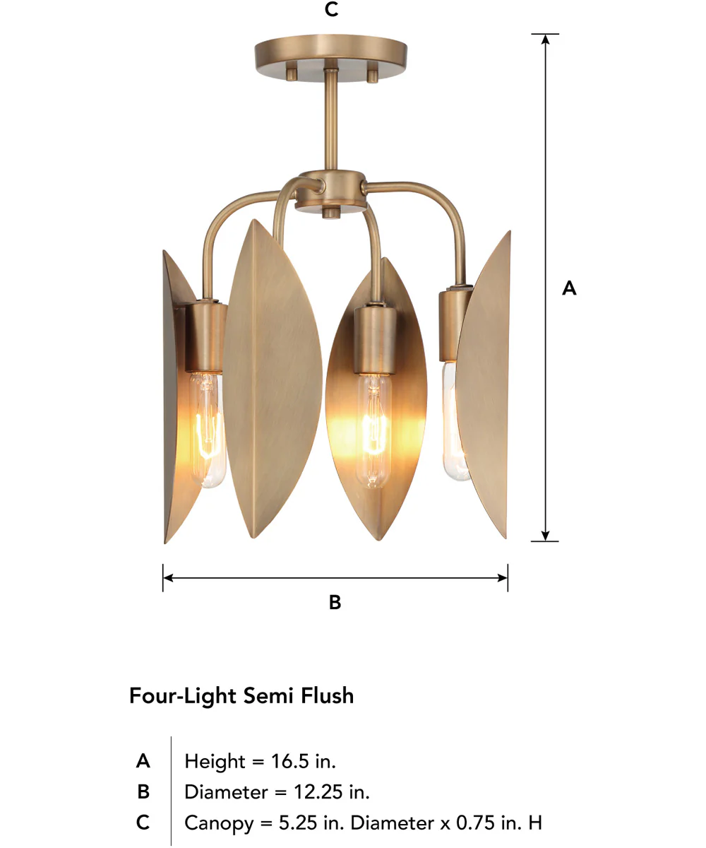 Eden 4 Light Semi Flush Old Satin Brass - Image 5