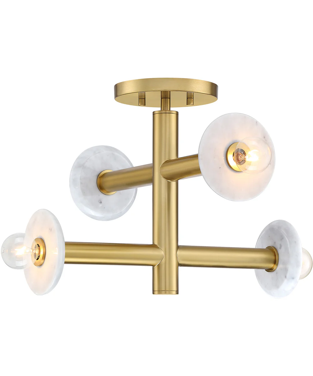 Fina 4 Light Semi Flush Mount Brushed Gold