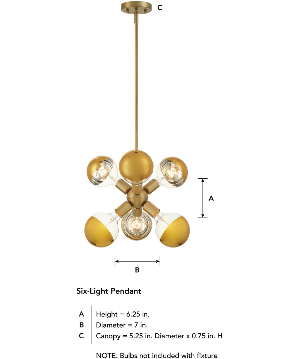 Gambit 6 Light Pendant Brushed Gold - Image 5