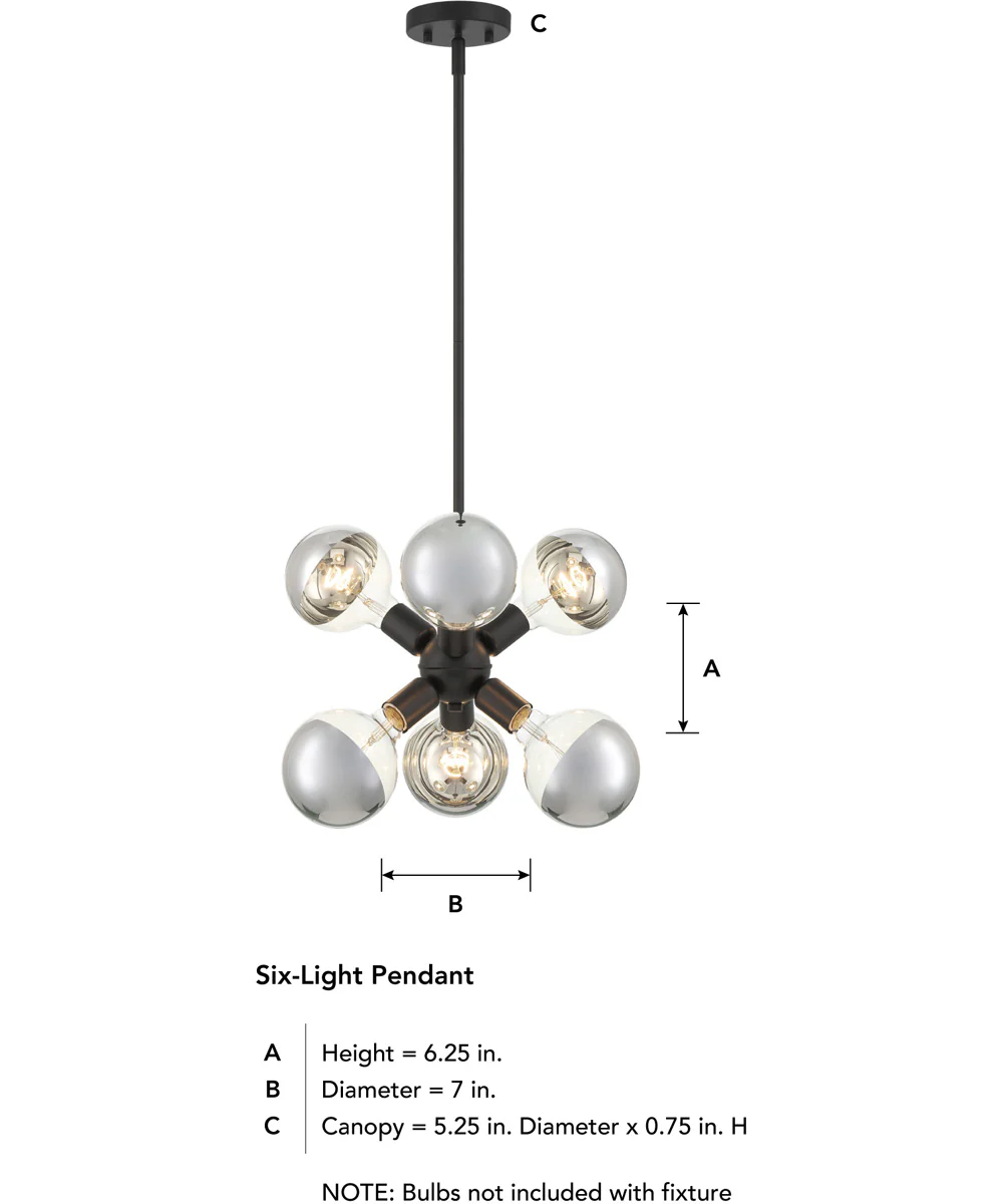 Gambit 6 Light Pendant Matte Black - Image 5