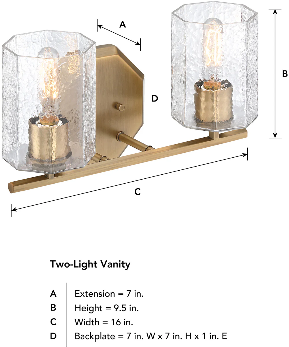 Haven 2 Light Vanity Old Satin Brass - Image 3