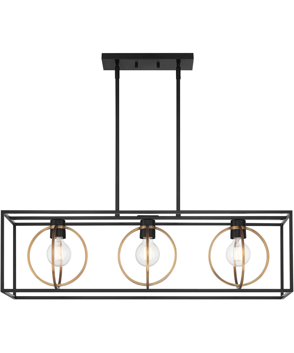 Kew Gardens 3 Light Island Matte Black