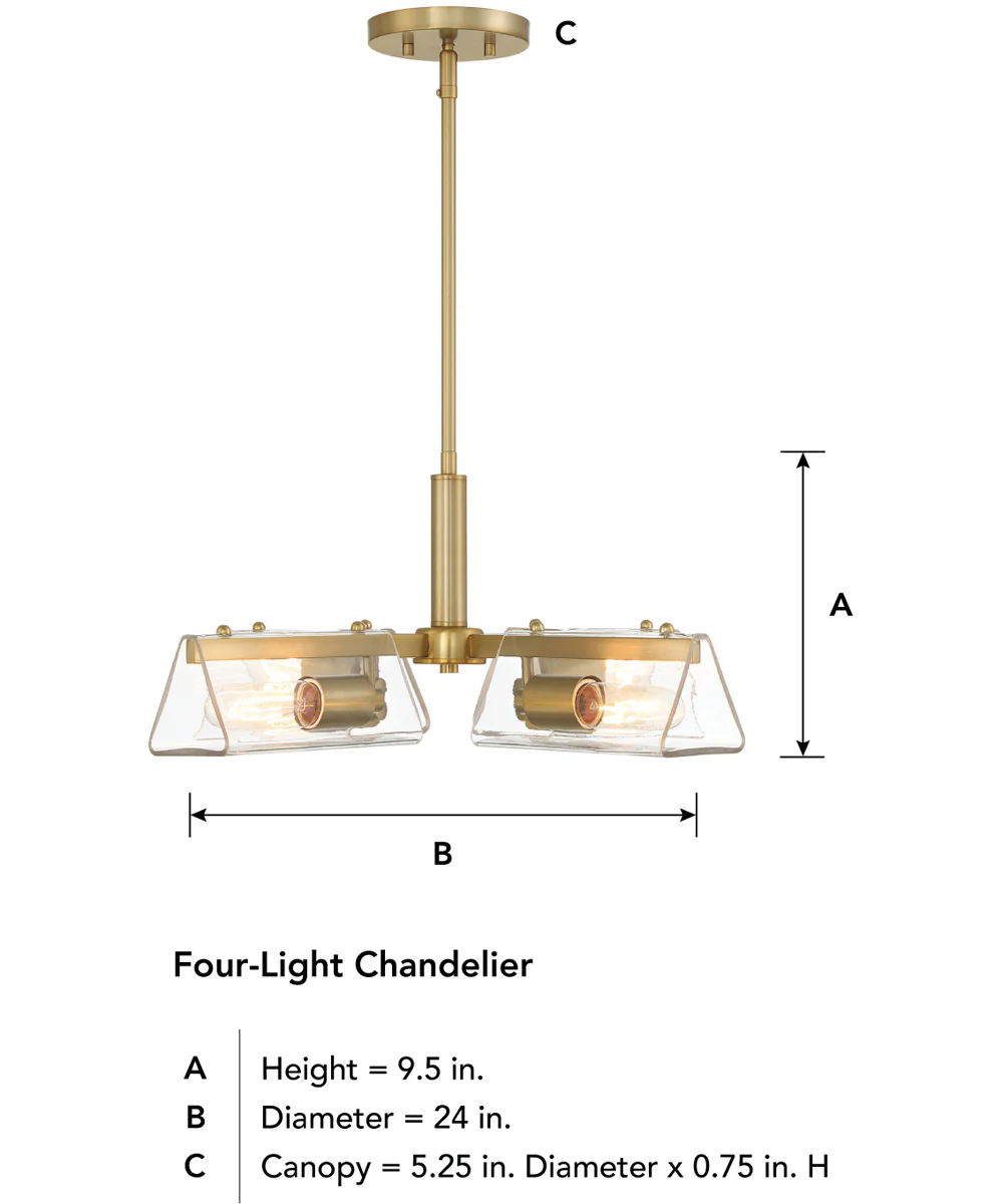 Latitude 4 Light Chandelier  Brushed Gold - Image 5