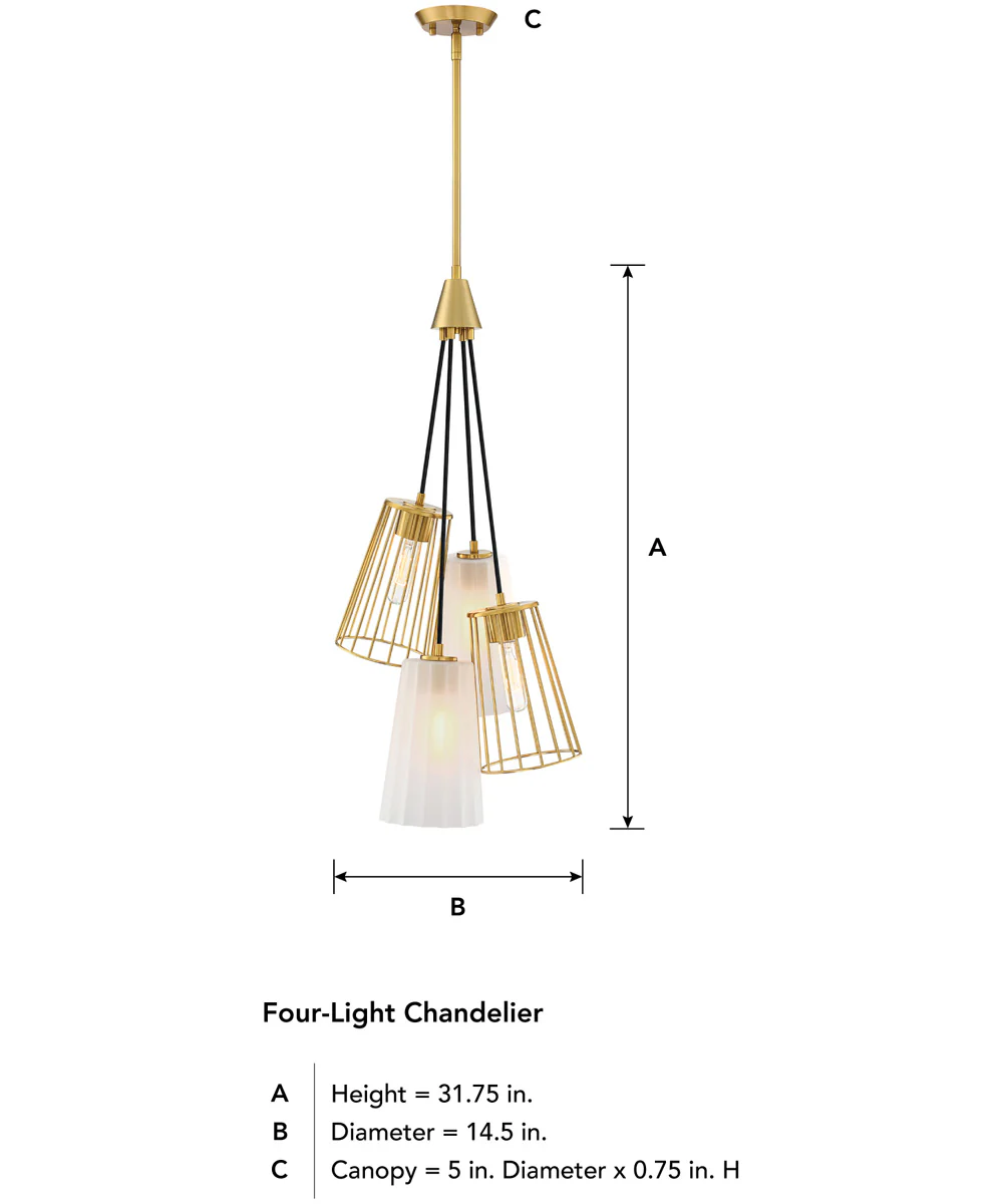 Liana 4 Light Chandelier Brushed Gold - Image 4