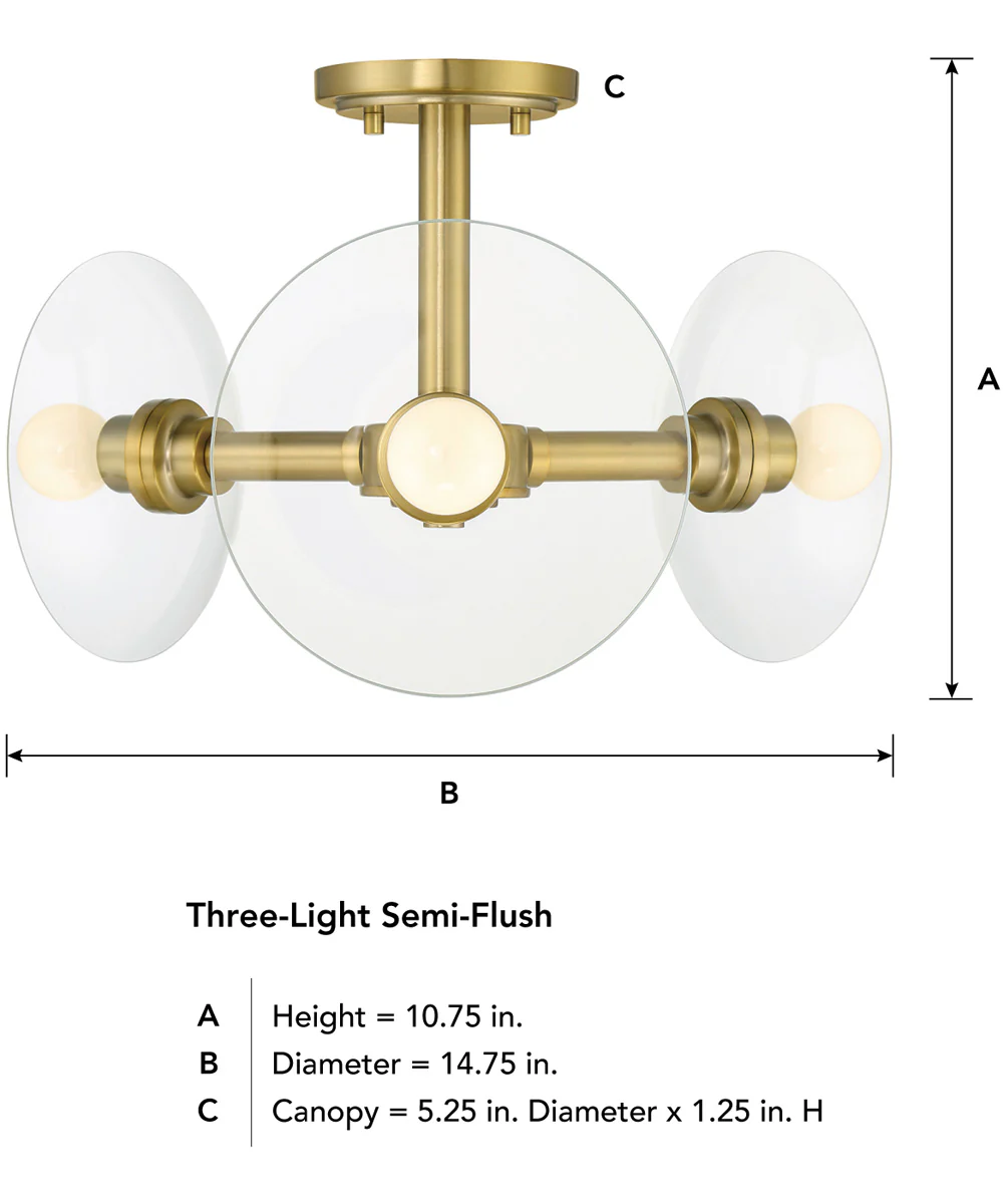 Litto 3 Light Semi Flush Brushed Gold - Image 5
