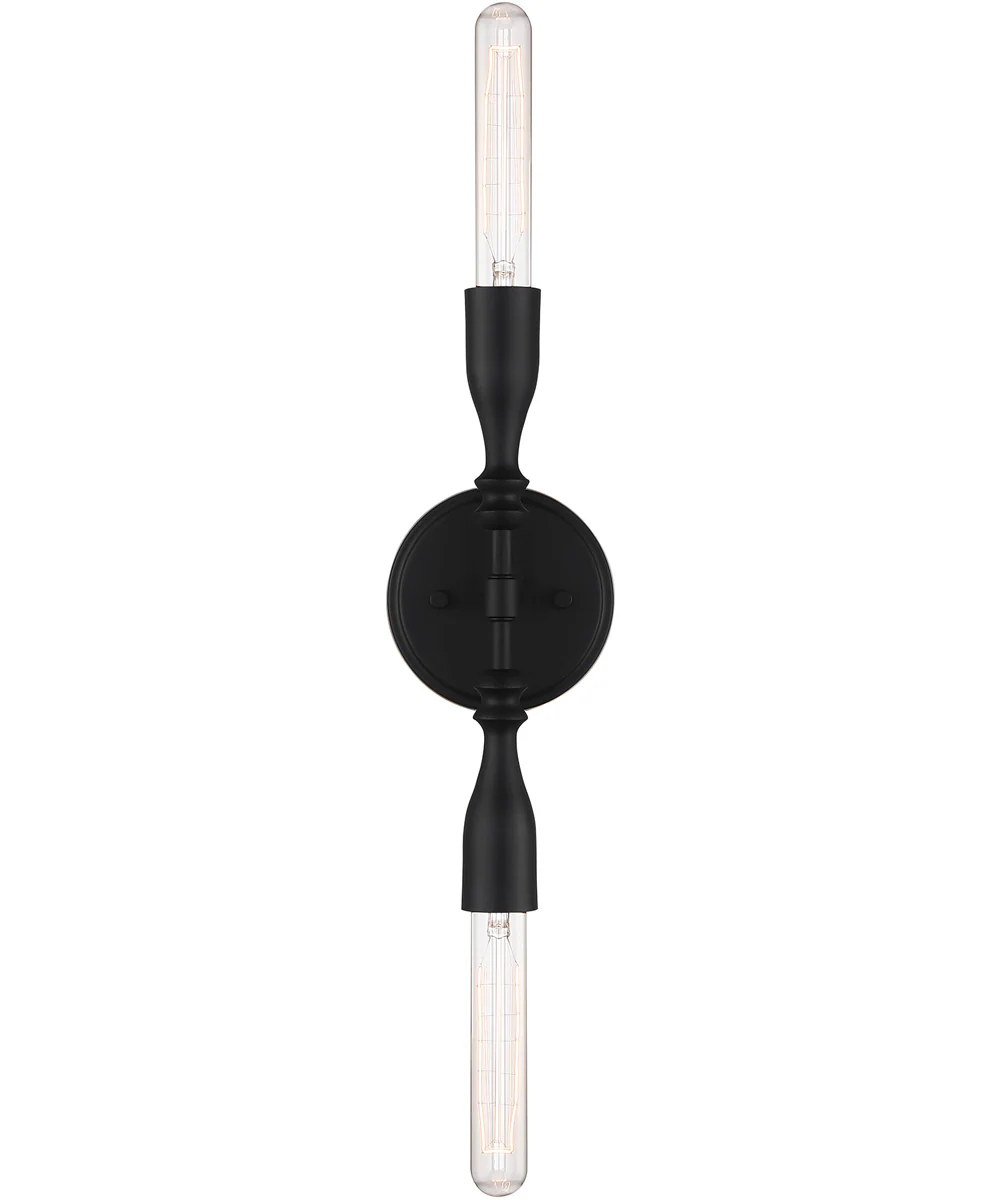 Louise 2 Light Wall Sconce Matte Black - Image 5